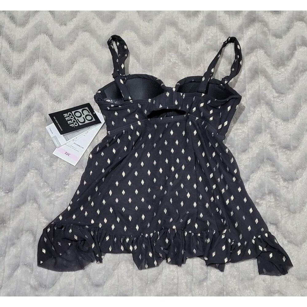 Coco Reef Womens 32 C Black Gold Diamond Allure Tankini Swimsuit Top NWT - Picture 6 of 6